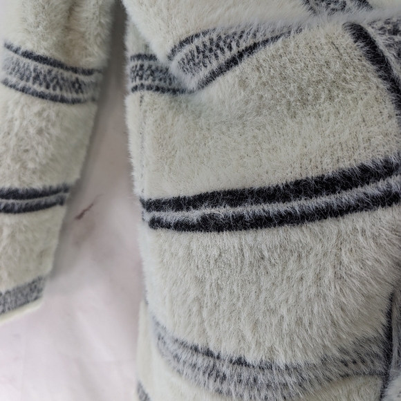 Anthropologie Solitaire Sweater Womens Small Blue Striped Cardigan Eyelash Long - Picture 12 of 14